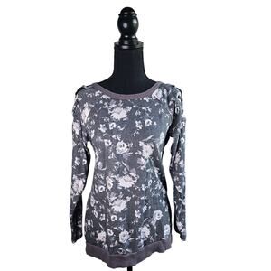 Womens Cato Cold Shoulder Gray Floral Sweater Size XS